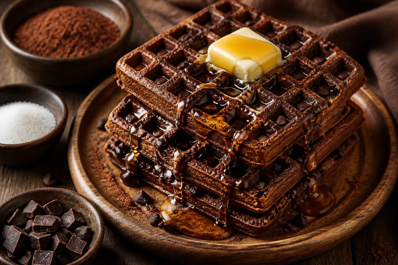 Recette de gaufres au chocolat gourmandes et moelleuses