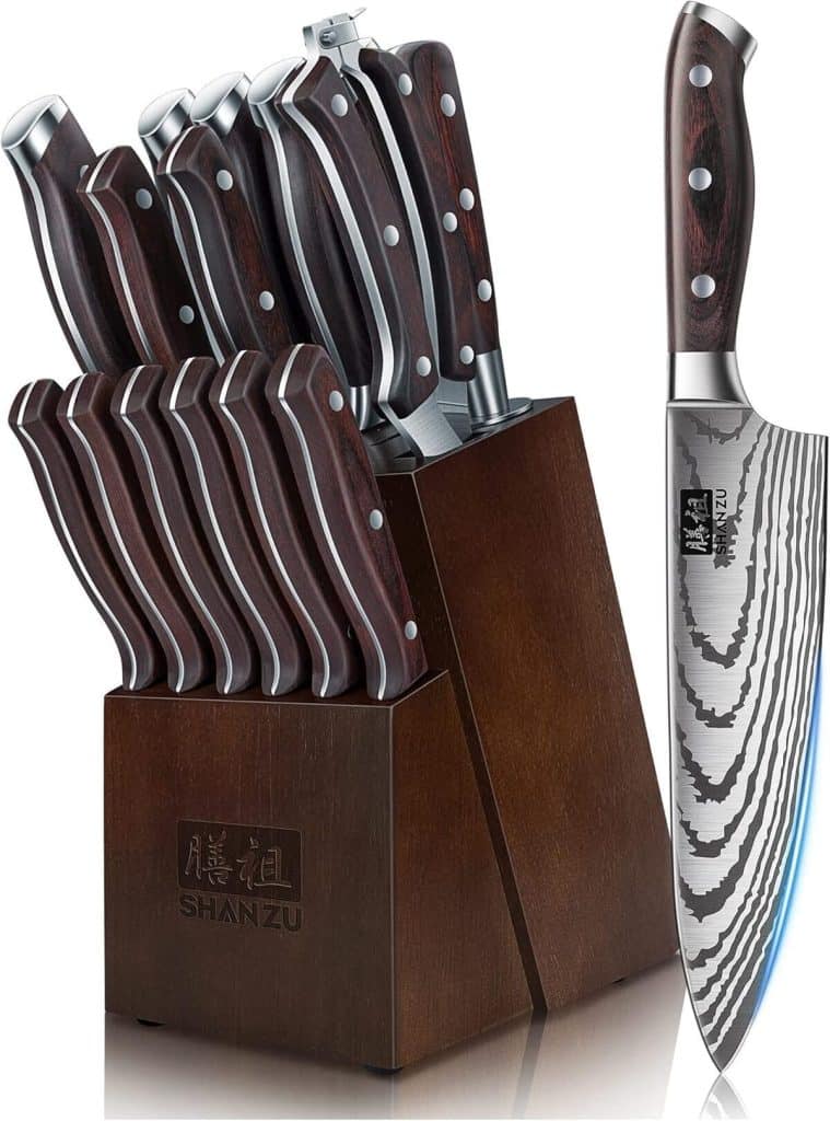 Test : ensemble de couteaux SHAN ZU 16 PCS en acier allemand ultra-tranchant