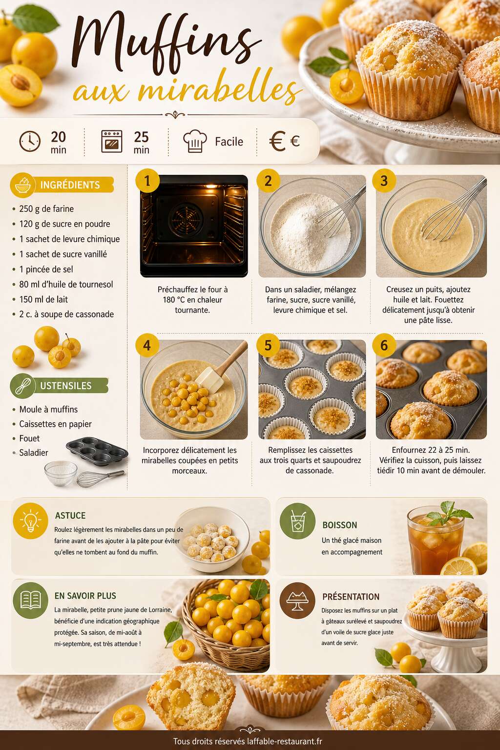 Fiche recette Recette muffins aux mirabelles : astuces et délices Fiche recette Recette muffins aux mirabelles : astuces et délices