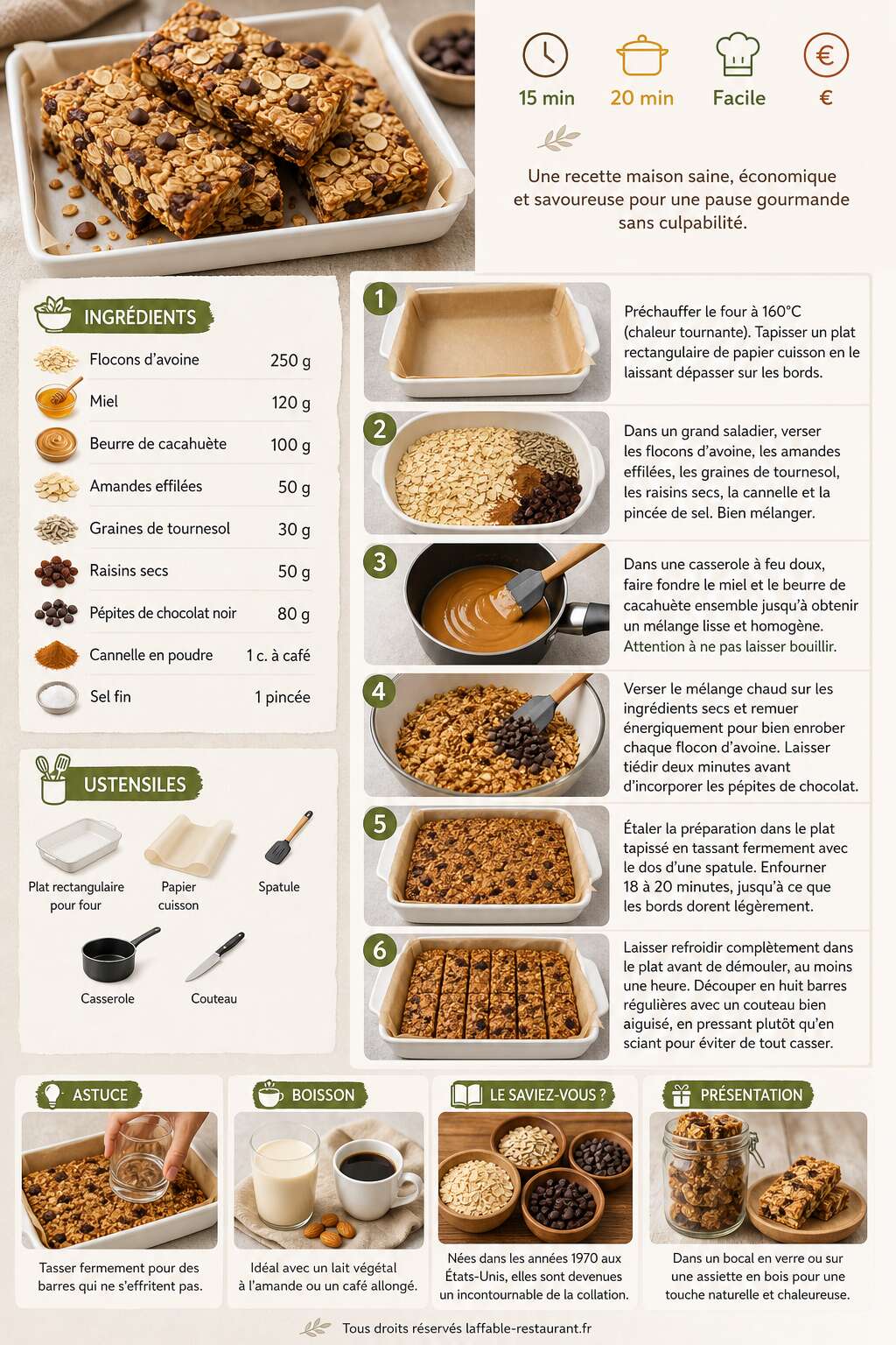 Fiche recette Recette facile de barres de céréales maison Fiche recette Recette facile de barres de céréales maison