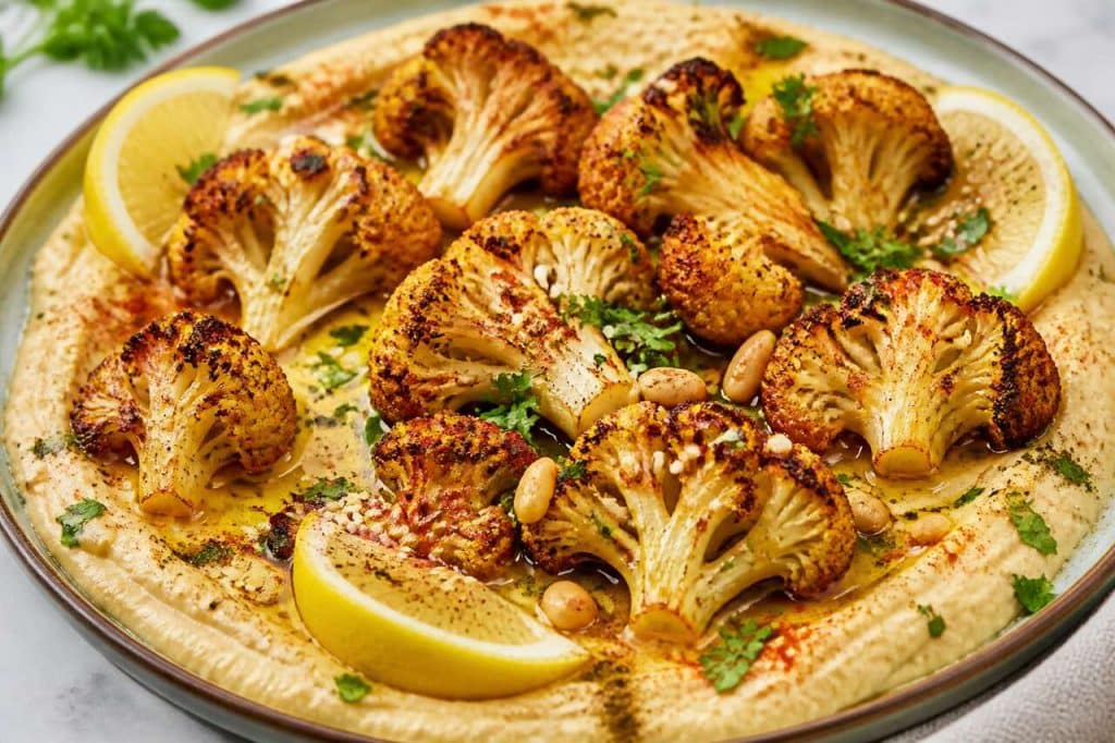 Chou-fleur rôti au houmous : recette santé savoureuse