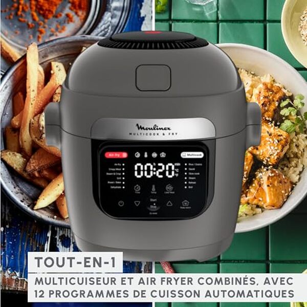 Découvrez notre test complet du Moulinex Multicook & Fry, le multicuiseur 6L révolutionnaire avec air fryer intégré. Avis, performances et prix du meilleur appareil de cuisine.