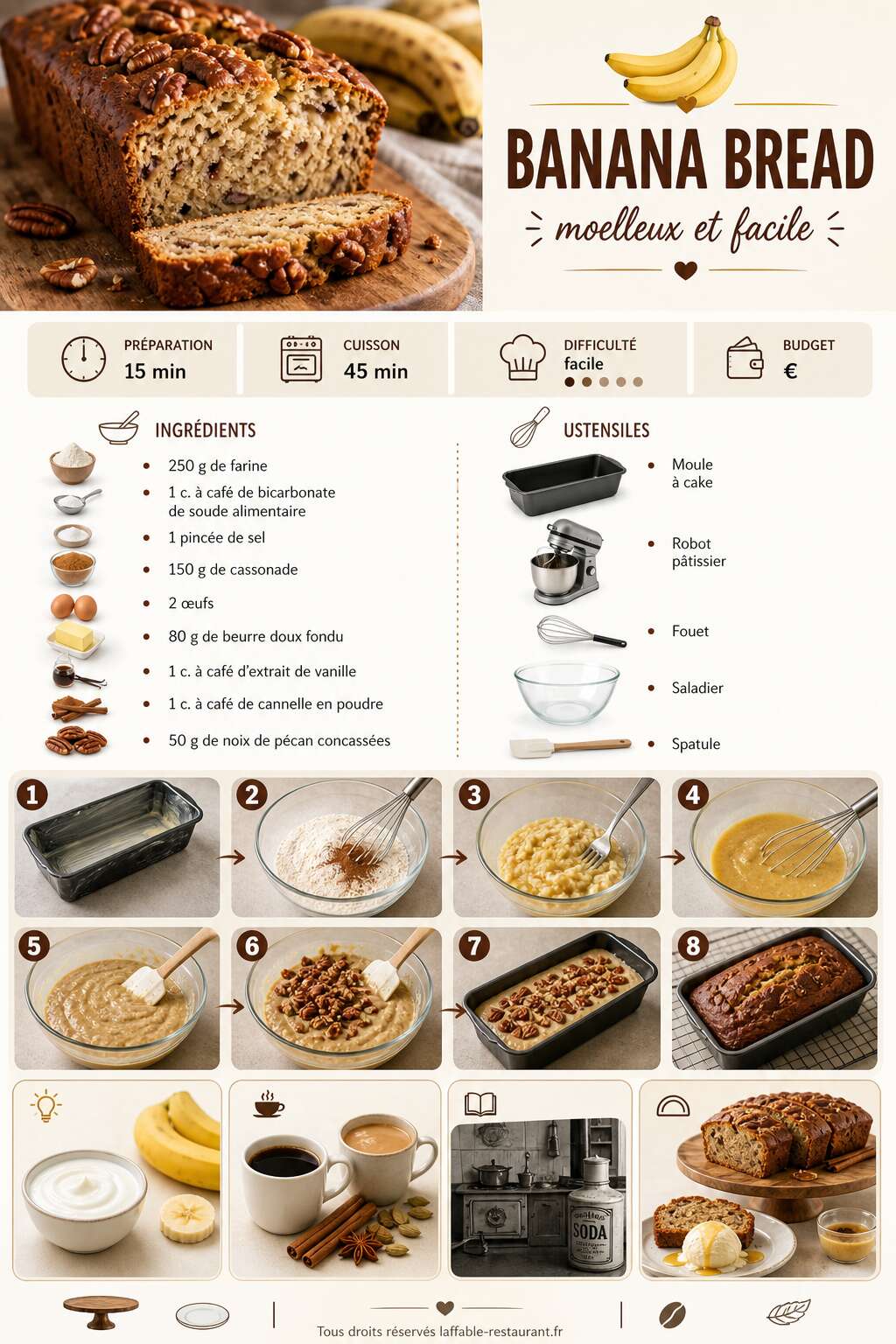 Fiche recette Recette du banana bread moelleux et facile Fiche recette Recette du banana bread moelleux et facile