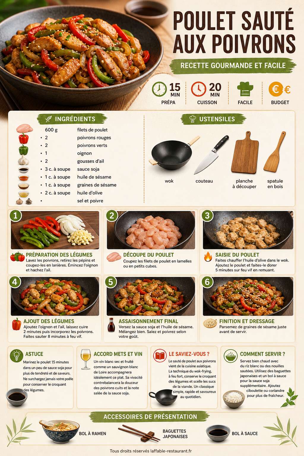Fiche recette Poulet sauté aux poivrons : recette gourmande et facile Fiche recette Poulet sauté aux poivrons : recette gourmande et facile