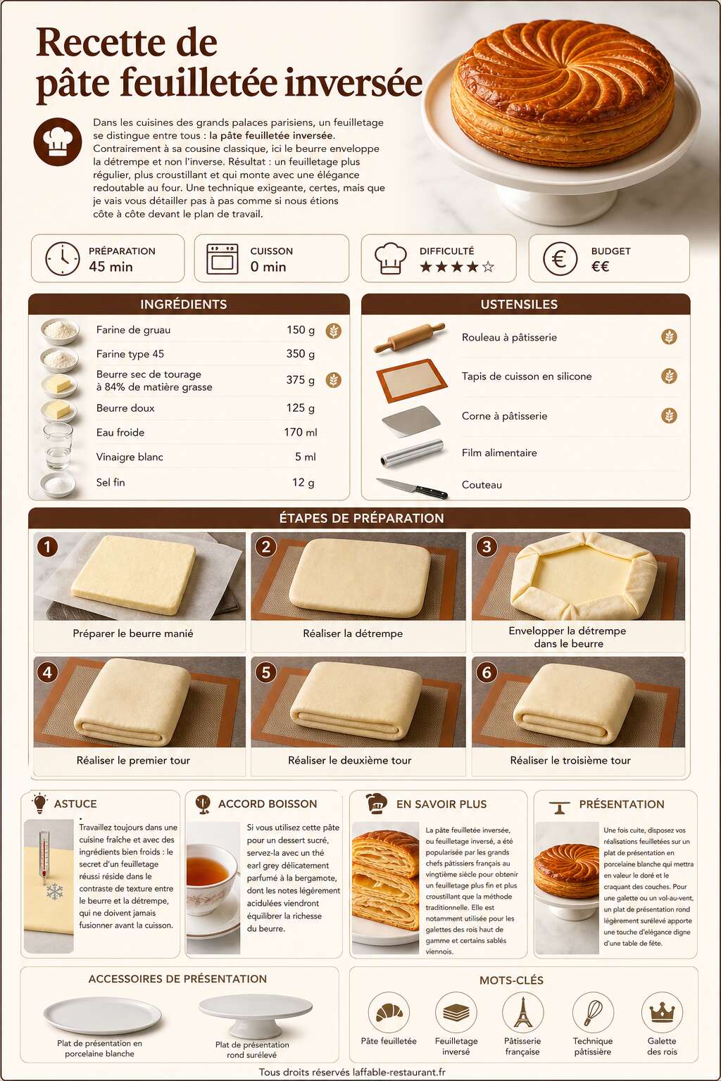 Fiche recette Recette de p&acirc;te feuillet&eacute;e invers&eacute;e