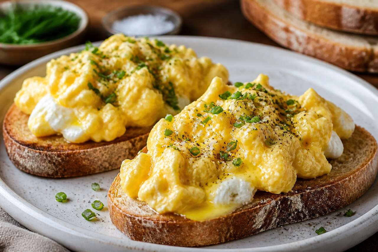 Recette de tartines aux œufs brouillés parfaits