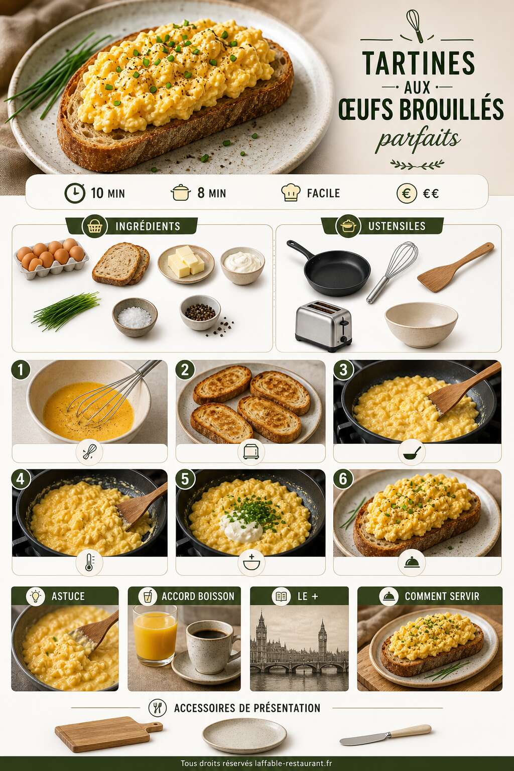 Fiche recette Recette de tartines aux œufs brouillés parfaits Fiche recette Recette de tartines aux œufs brouillés parfaits