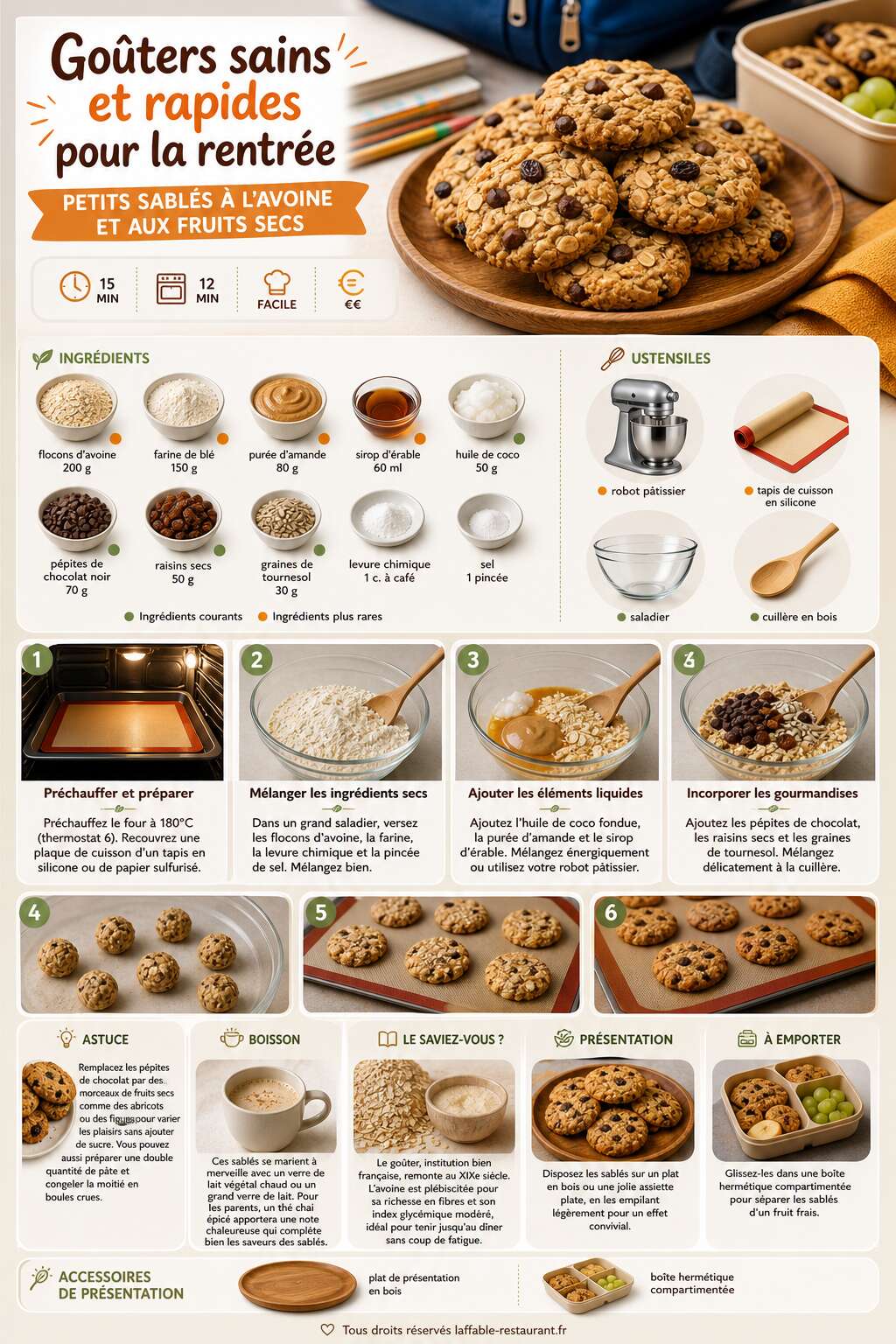 Fiche recette Goûters sains et rapides pour la rentrée Fiche recette Goûters sains et rapides pour la rentrée