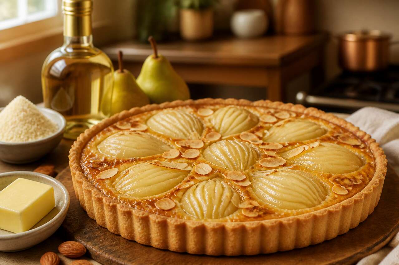 Recette de la tarte Bourdaloue aux poires et à la crème d'amandes