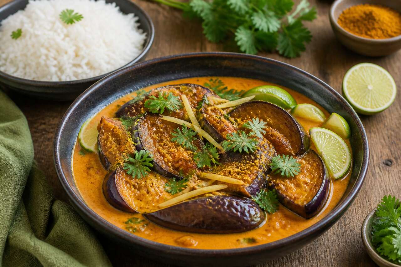 Curry d'aubergines au lait de coco : une recette exotique et savoureuse