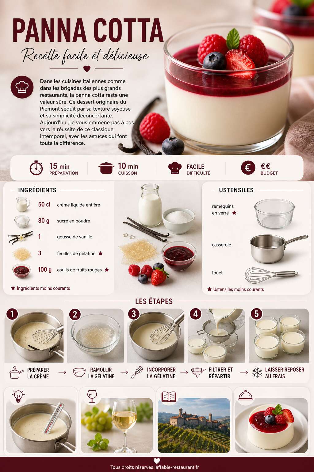 Fiche recette Panna cotta : recette facile et délicieuse Fiche recette Panna cotta : recette facile et délicieuse