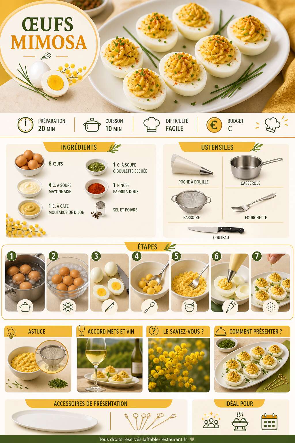 Fiche recette Recette d'oeufs mimosa faciles et savoureux Fiche recette Recette d'oeufs mimosa faciles et savoureux