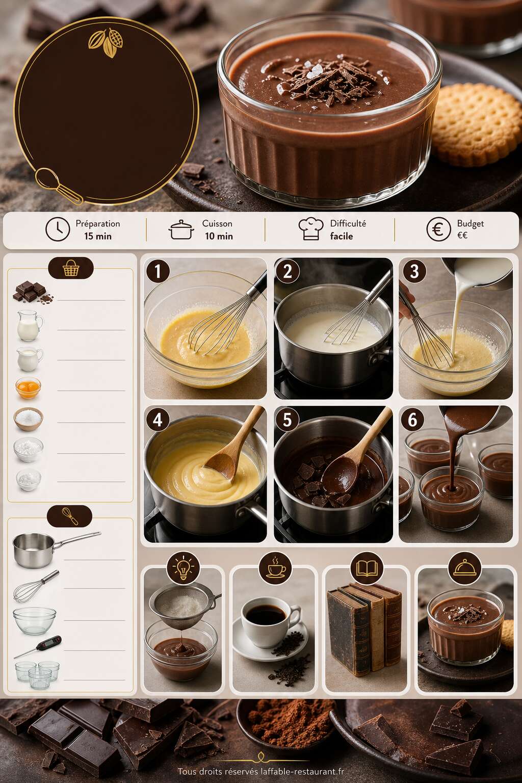 Fiche recette Recette de crème au chocolat maison onctueuse et gourmande Fiche recette Recette de crème au chocolat maison onctueuse et gourmande