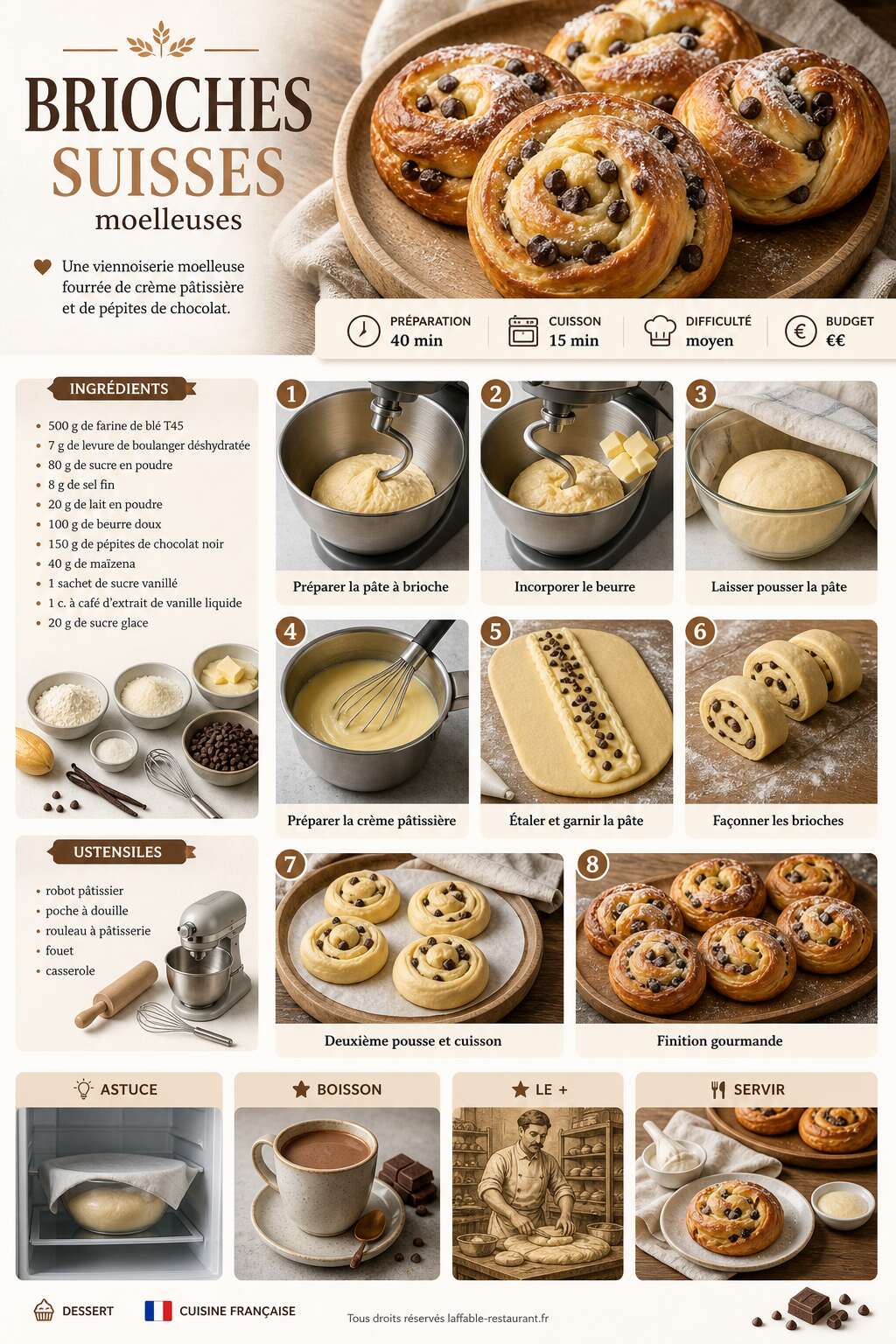 Fiche recette Recette de brioches suisses moelleuses Fiche recette Recette de brioches suisses moelleuses