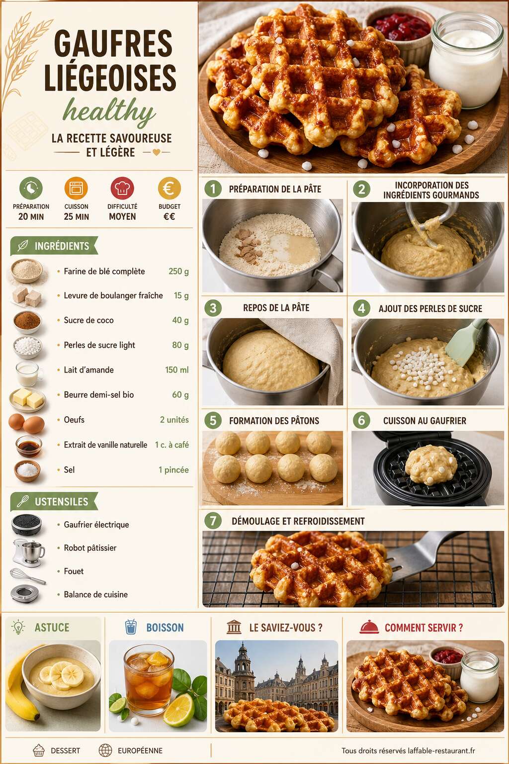 Fiche recette Gaufres liégeoises healthy : la recette savoureuse et légère Fiche recette Gaufres liégeoises healthy : la recette savoureuse et légère