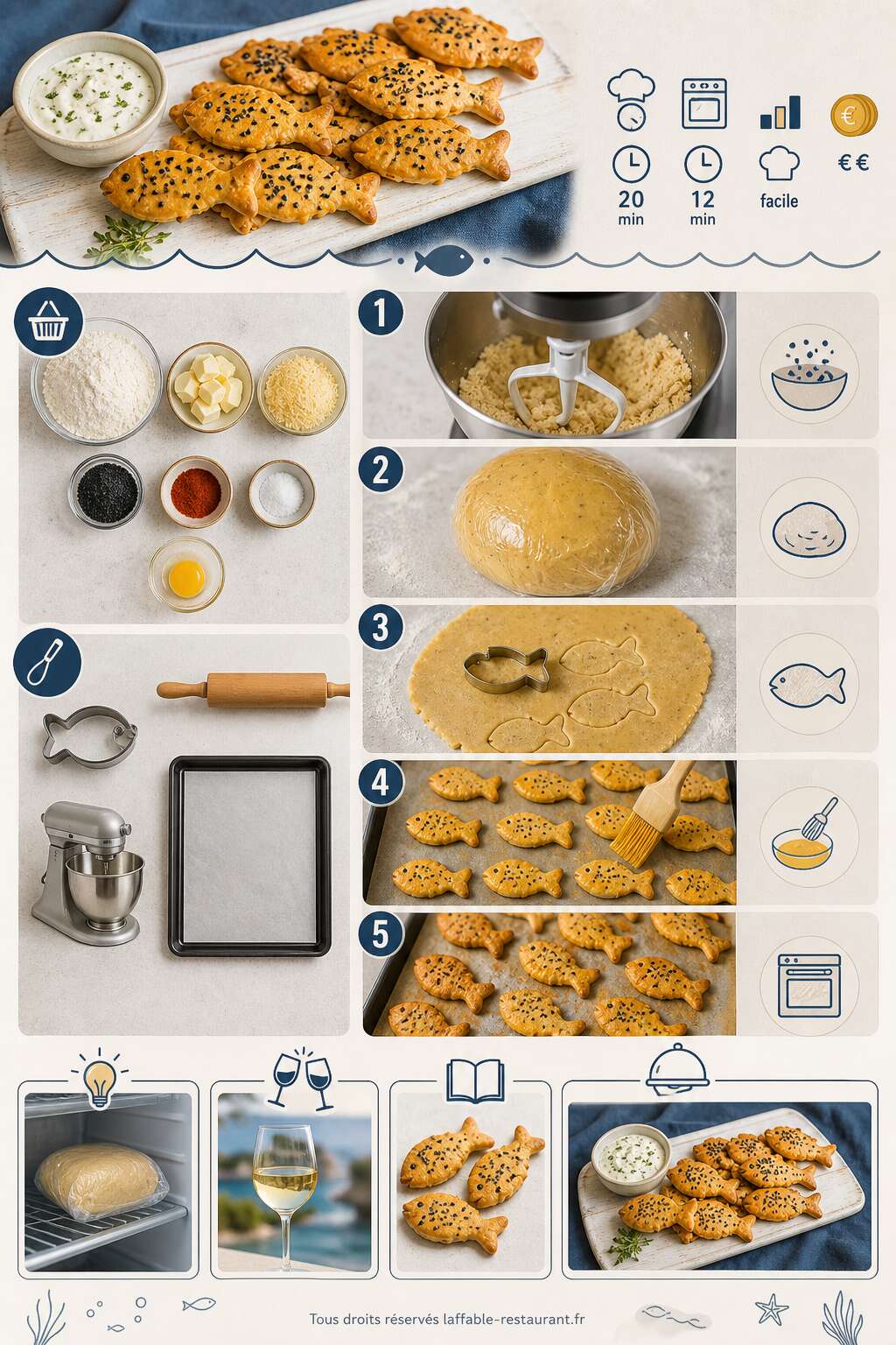 Fiche recette Recette de biscuits en forme de poissons pour l'apéritif Fiche recette Recette de biscuits en forme de poissons pour l'apéritif