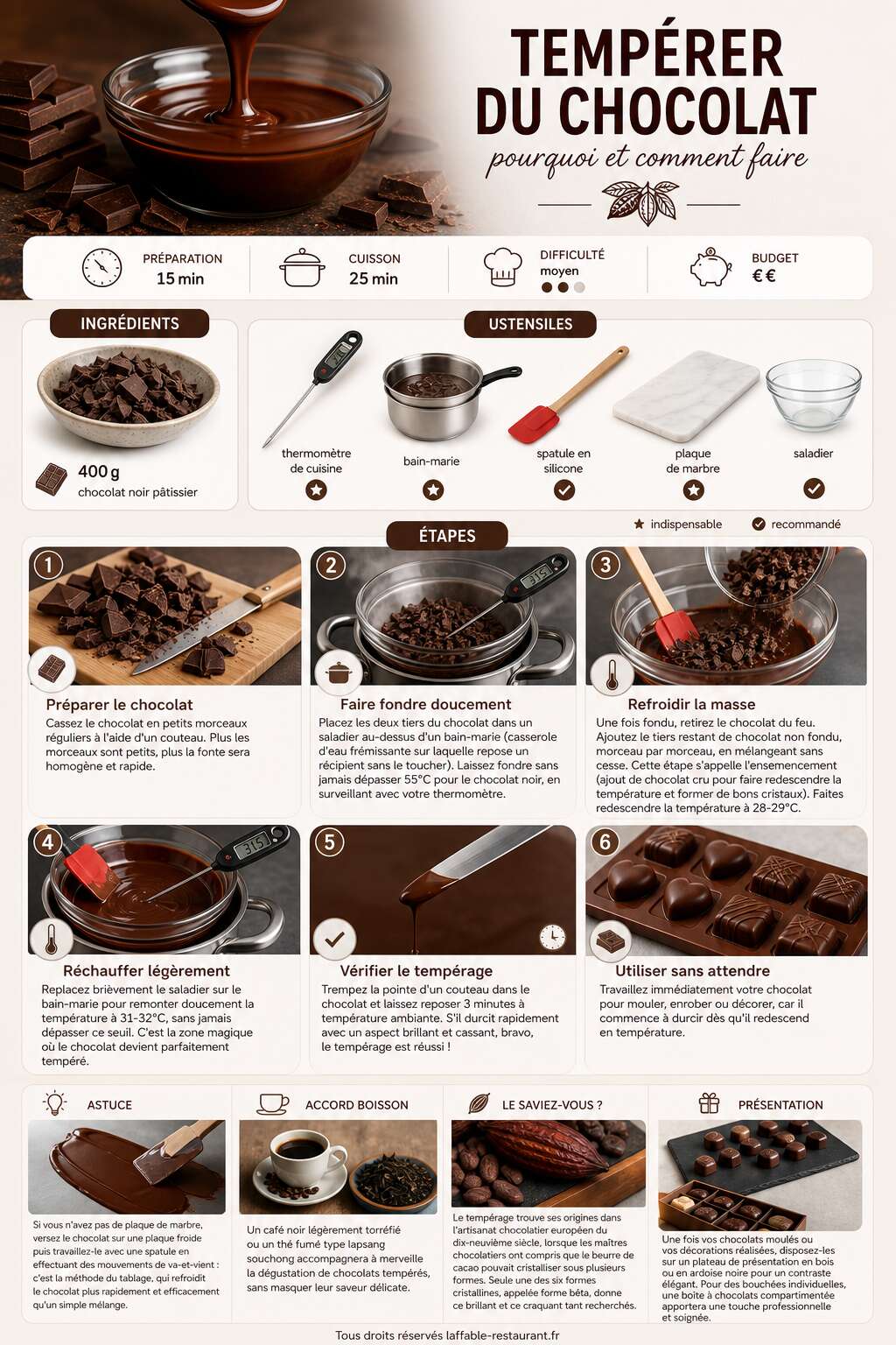 Fiche recette Tempérer du chocolat : pourquoi et comment faire Fiche recette Tempérer du chocolat : pourquoi et comment faire