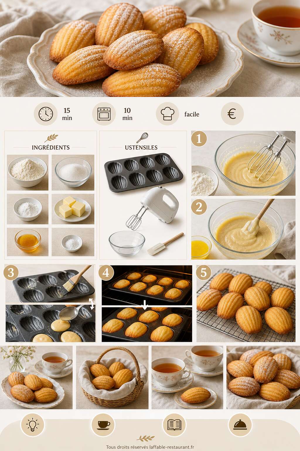 Fiche recette Recette de madeleines moelleuses et faciles Fiche recette Recette de madeleines moelleuses et faciles