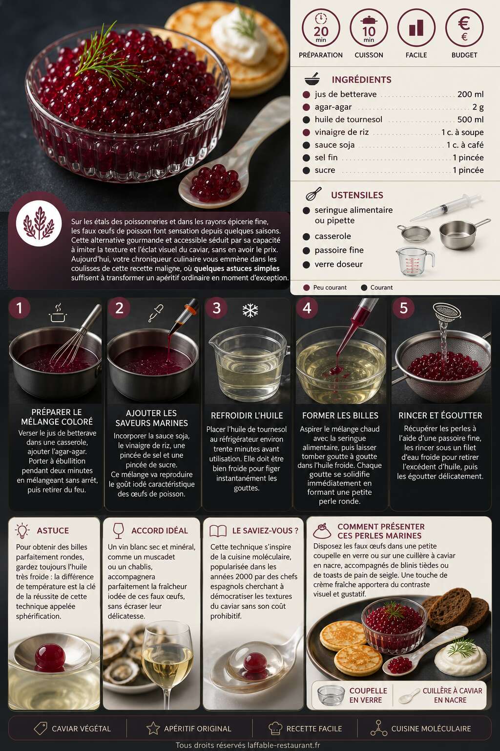 Fiche recette Recette de faux œufs de poisson : astuces faciles Fiche recette Recette de faux œufs de poisson : astuces faciles