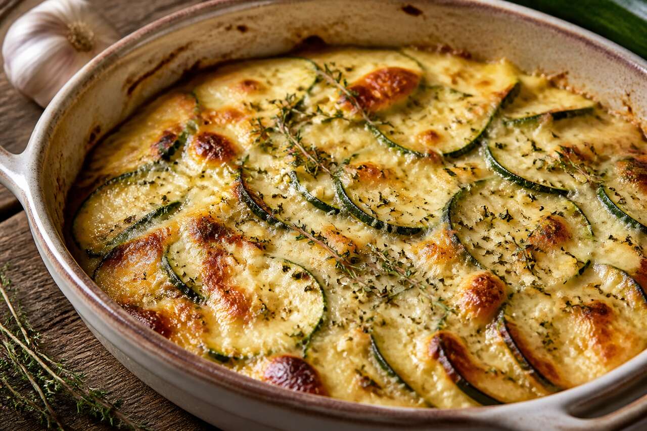 Recette de gratin de courgettes au thym