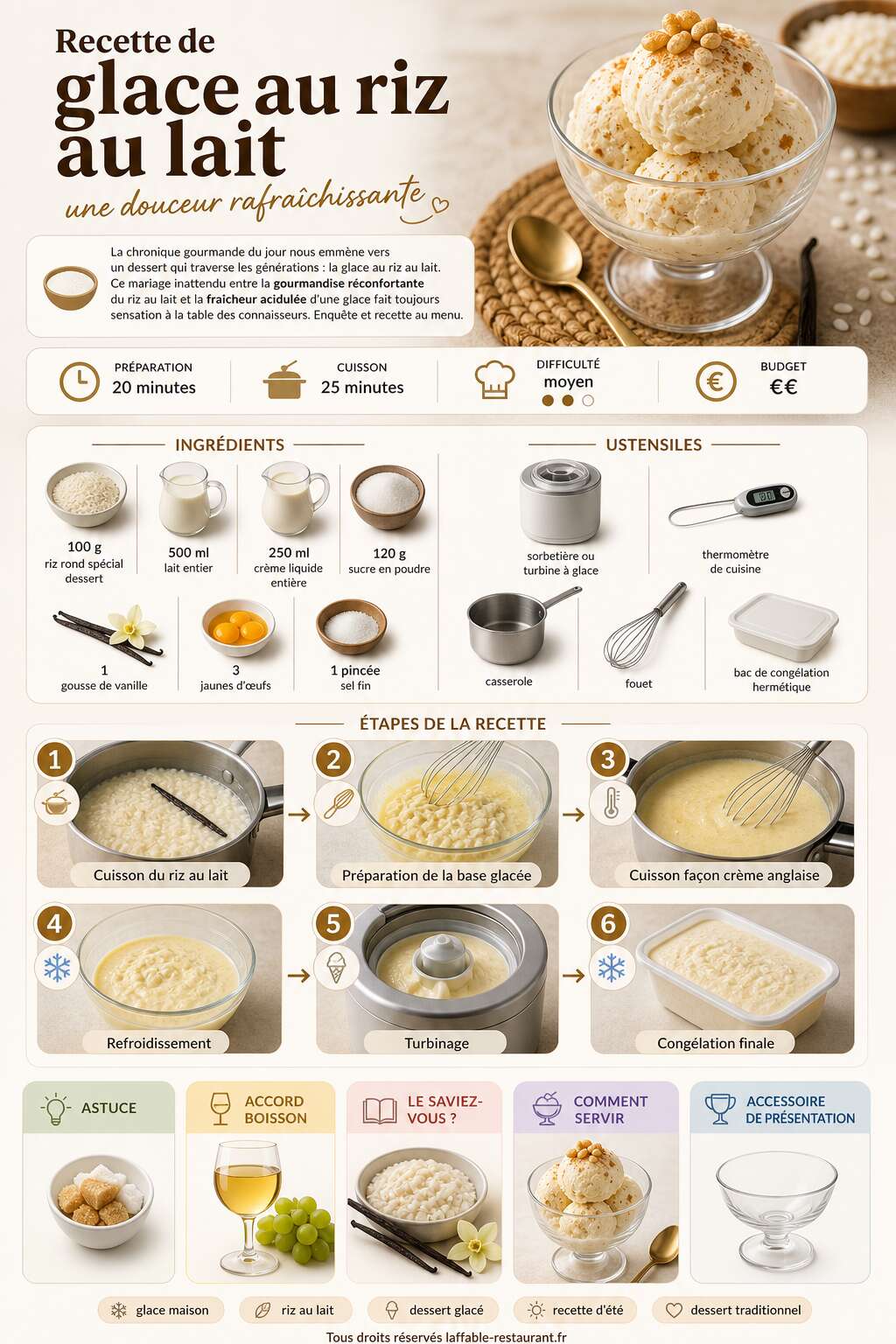 Fiche recette Recette de glace au riz au lait : une douceur rafraîchissante Fiche recette Recette de glace au riz au lait : une douceur rafraîchissante