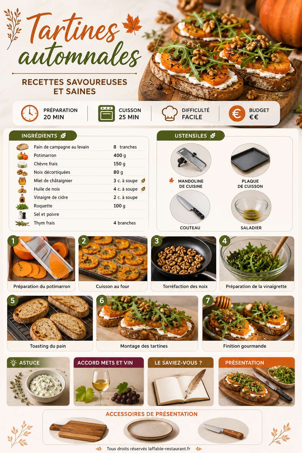 Fiche recette Tartines automnales : recettes savoureuses et saines Fiche recette Tartines automnales : recettes savoureuses et saines