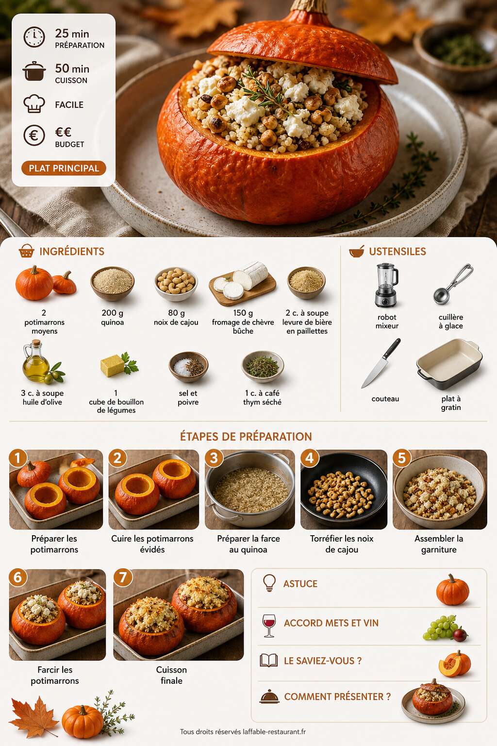 Fiche recette Recette de potimarron farci végétarien Fiche recette Recette de potimarron farci végétarien