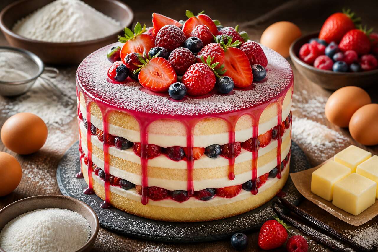 Recette du layer cake à la vanille et aux fruits rouges