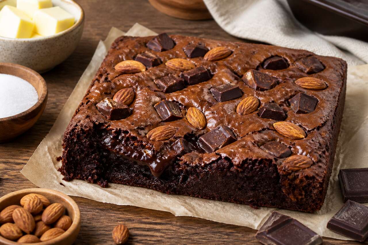 Brownie au chocolat et amandes : recette gourmande