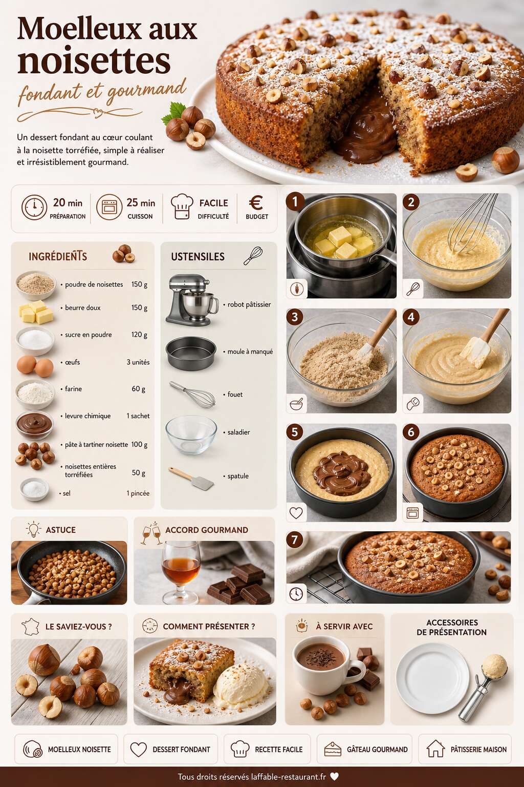 Fiche recette Recette du moelleux aux noisettes fondant et gourmand Fiche recette Recette du moelleux aux noisettes fondant et gourmand