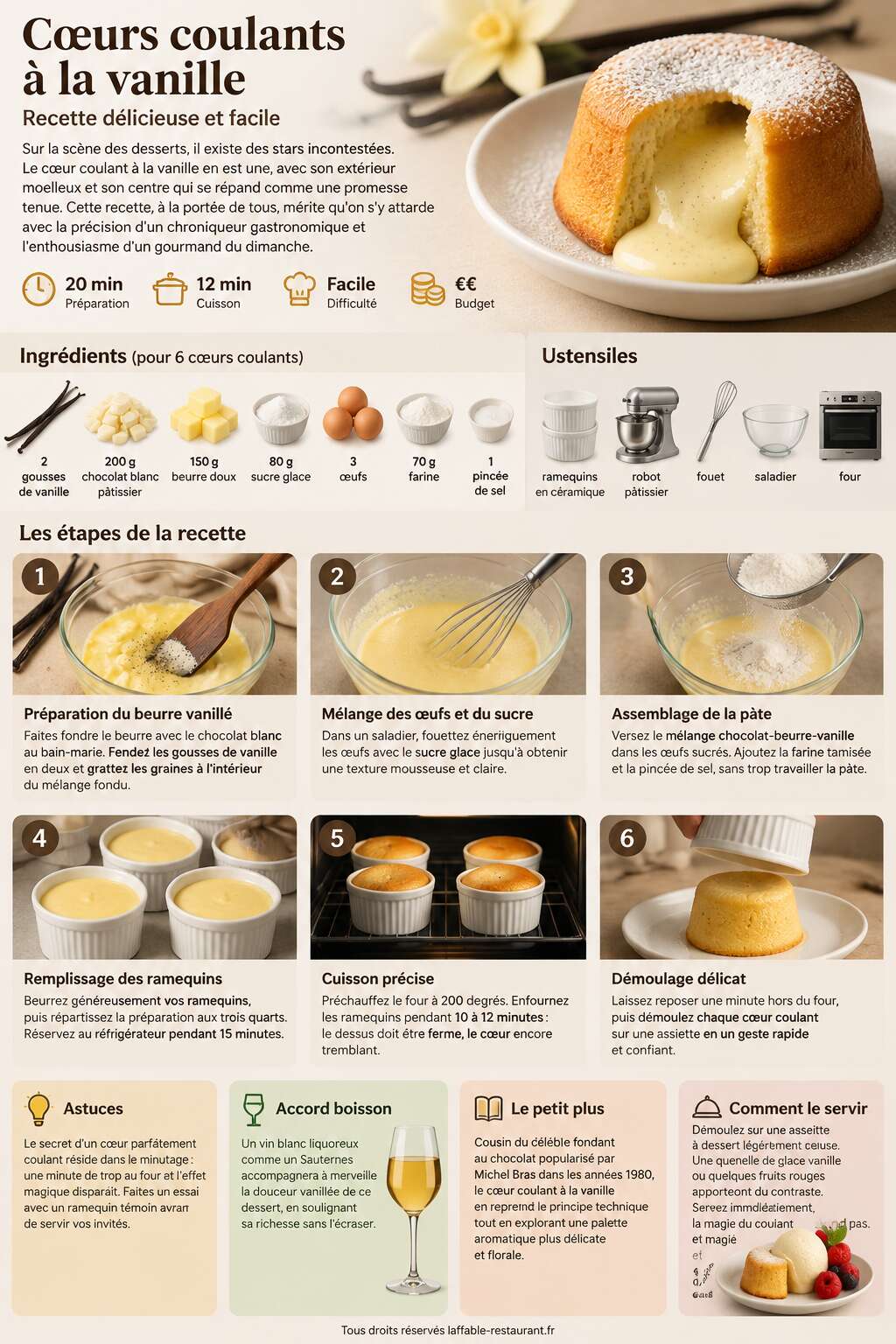Fiche recette Cœurs coulants à la vanille : recette délicieuse et facile Fiche recette Cœurs coulants à la vanille : recette délicieuse et facile