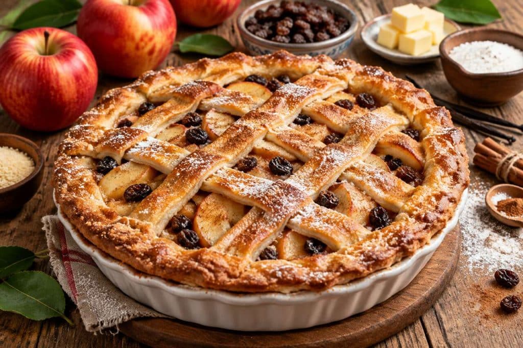 Recette de tarte aux pommes et raisins secs