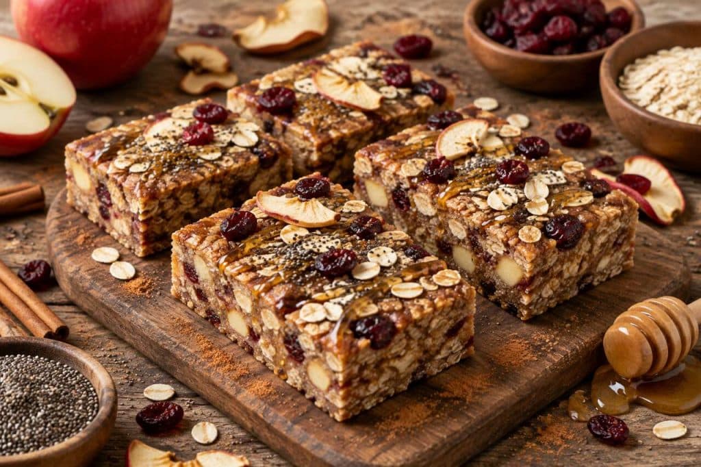 Recette de barres aux pommes et cranberries : gourmandise saine