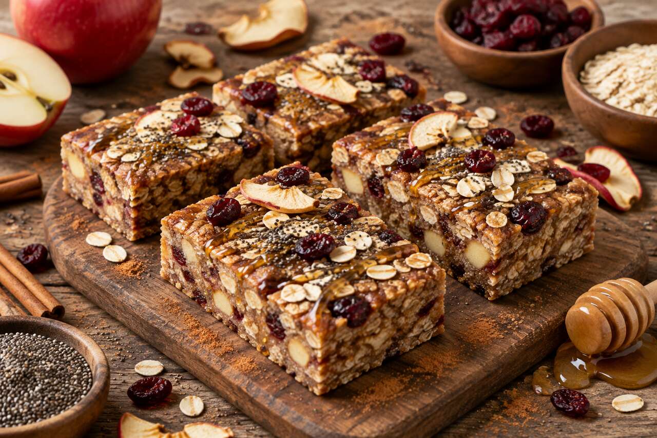 Recette de barres aux pommes et cranberries : gourmandise saine