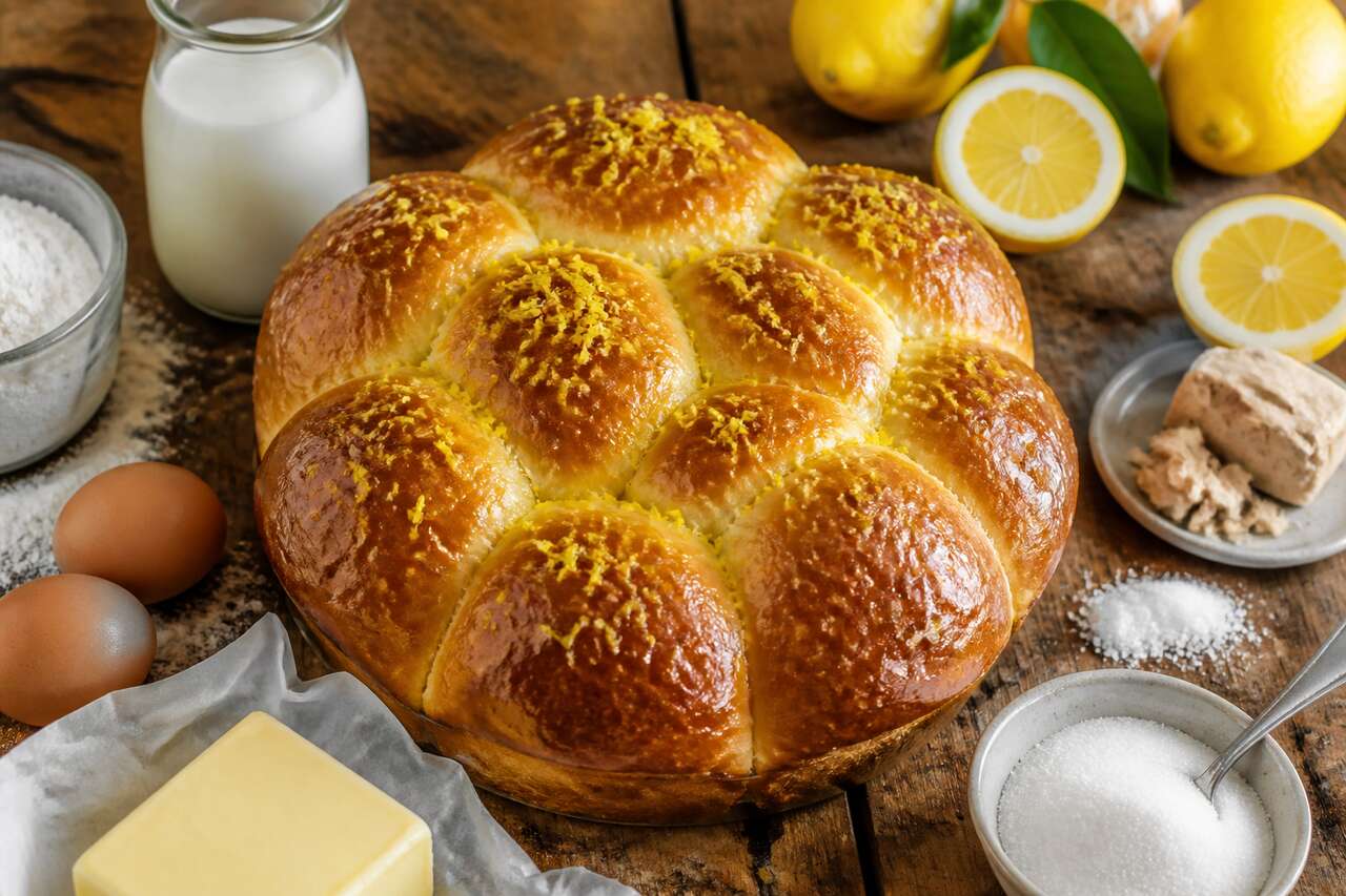 Recette de brioche à effeuiller au citron (pull apart bread)