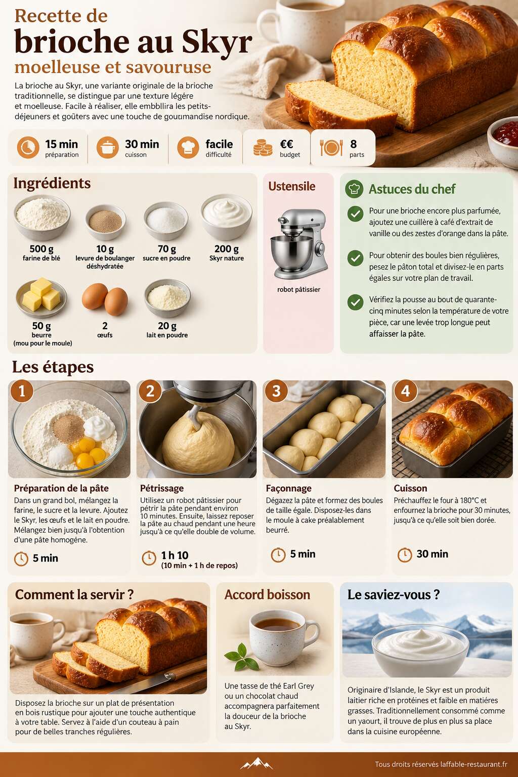 Fiche recette Recette de brioche au Skyr moelleuse et savoureuse