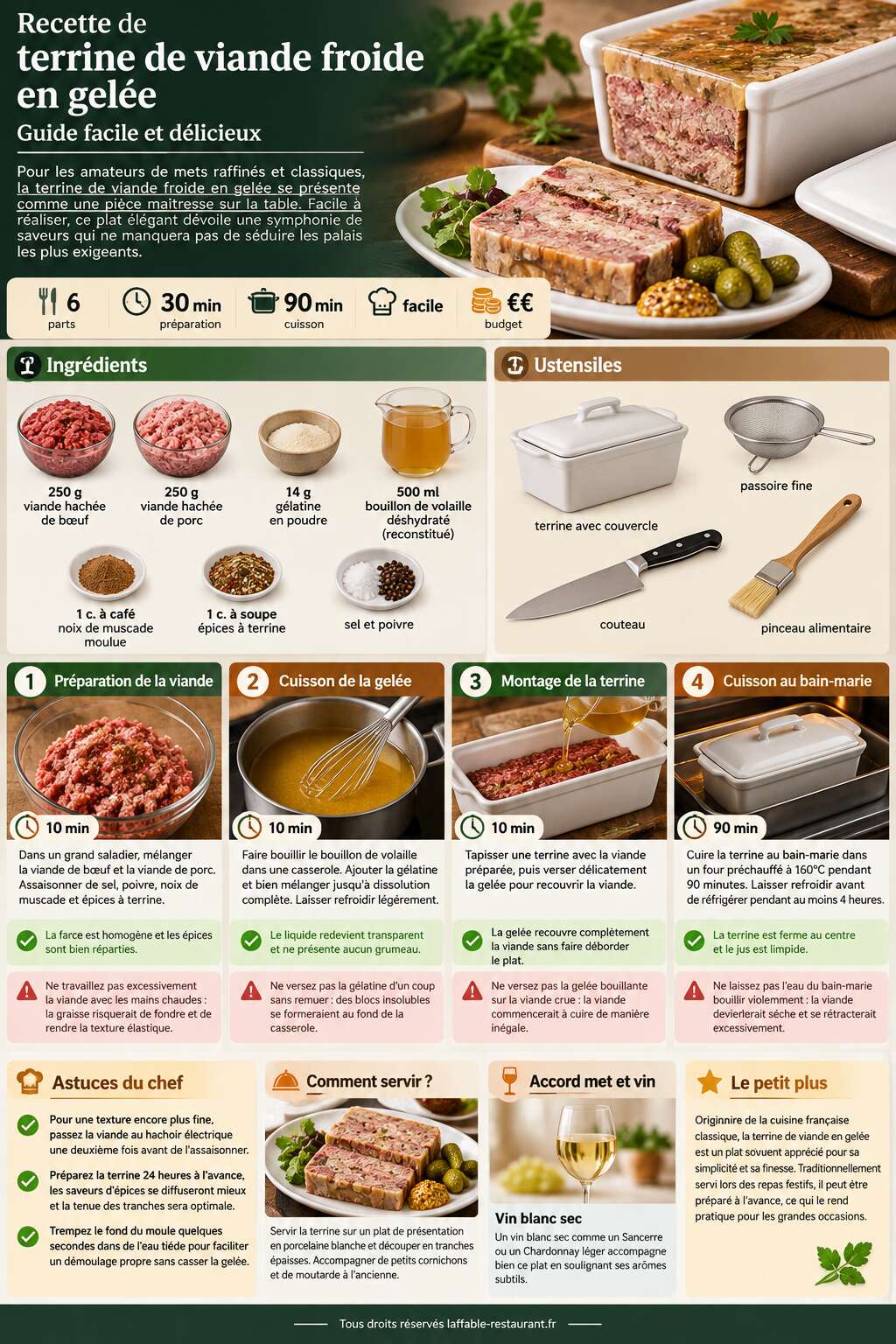 Fiche recette Recette de terrine de viande froide en gelée : guide facile et délicieux Fiche recette Recette de terrine de viande froide en gelée : guide facile et délicieux