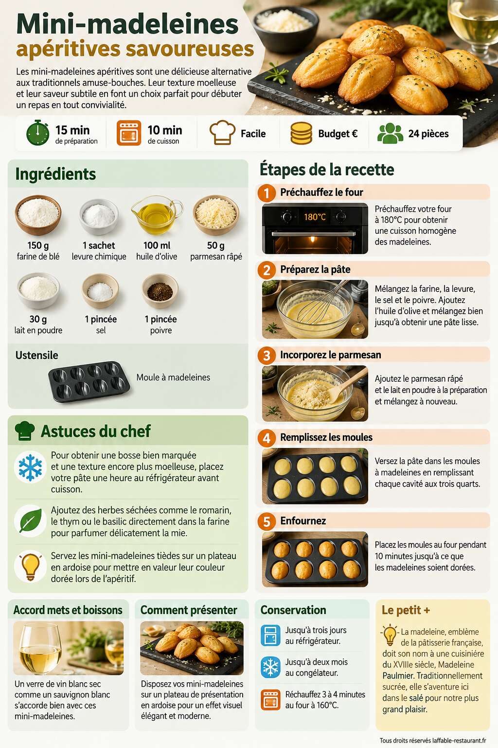Fiche recette Recette de mini-madeleines ap&eacute;ritives savoureuses