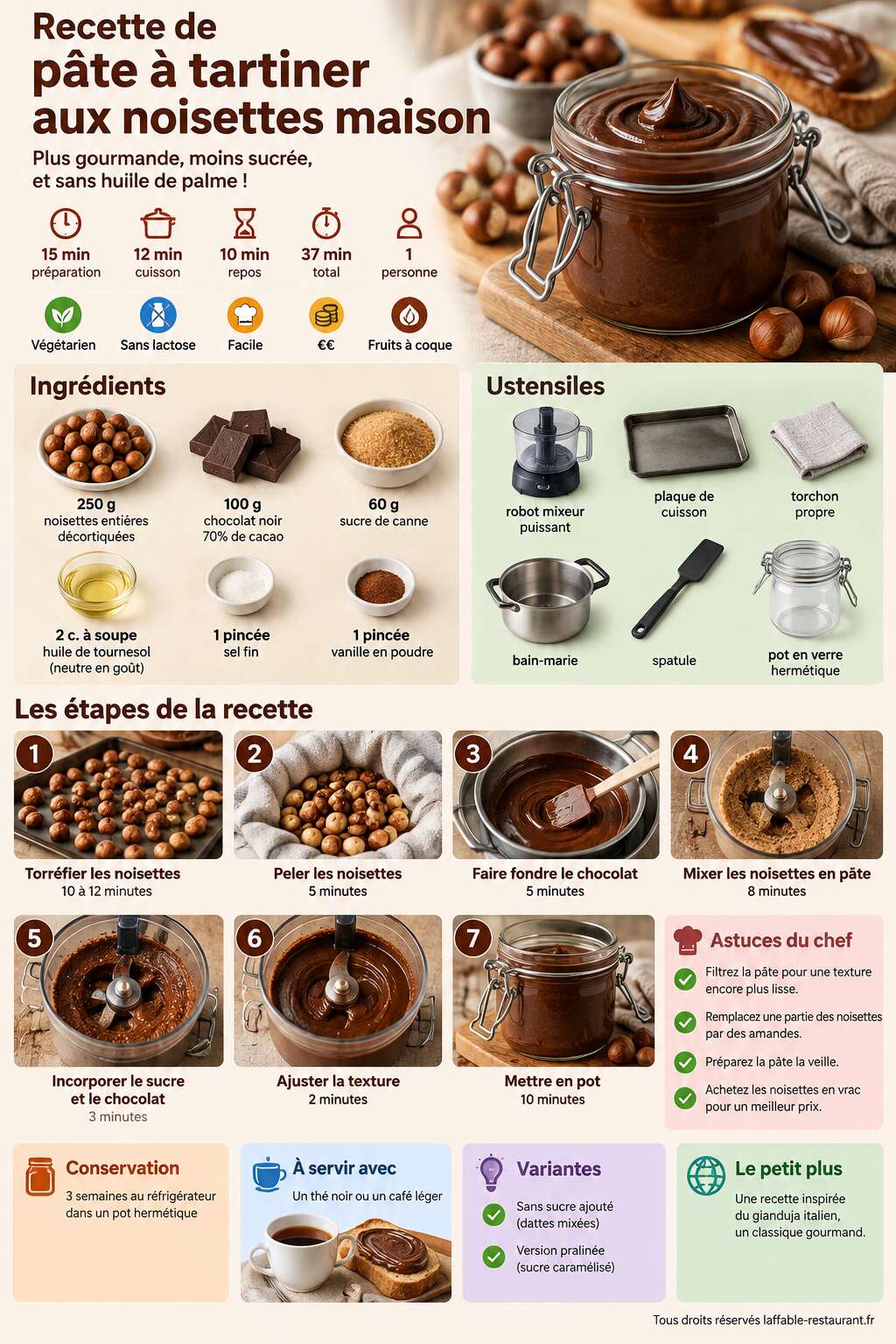 Fiche recette Recette de pâte à tartiner aux noisettes maison Fiche recette Recette de pâte à tartiner aux noisettes maison