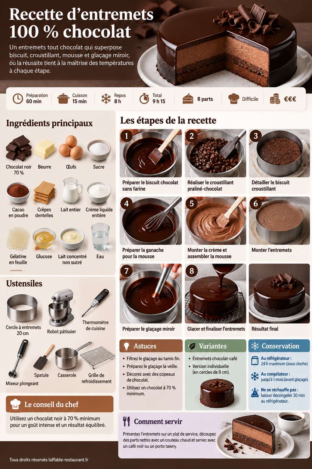 Fiche recette Recette d'entremets 100 % chocolat Fiche recette Recette d'entremets 100 % chocolat