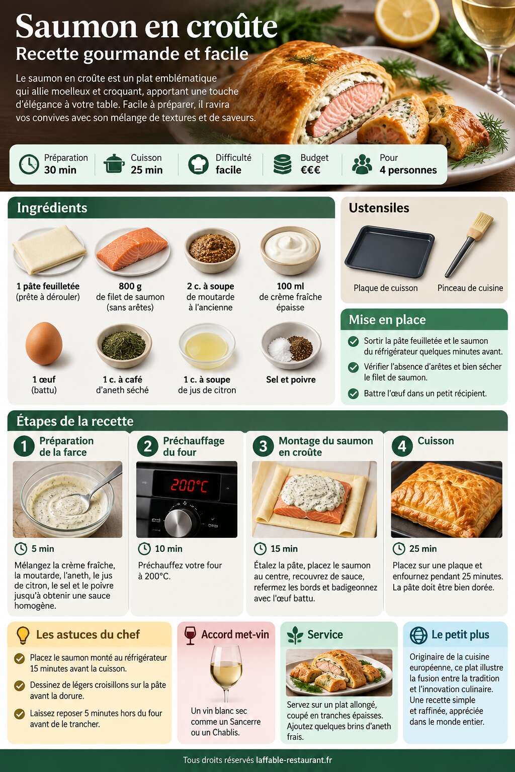 Fiche recette Saumon en croûte : recette gourmande et facile Fiche recette Saumon en croûte : recette gourmande et facile