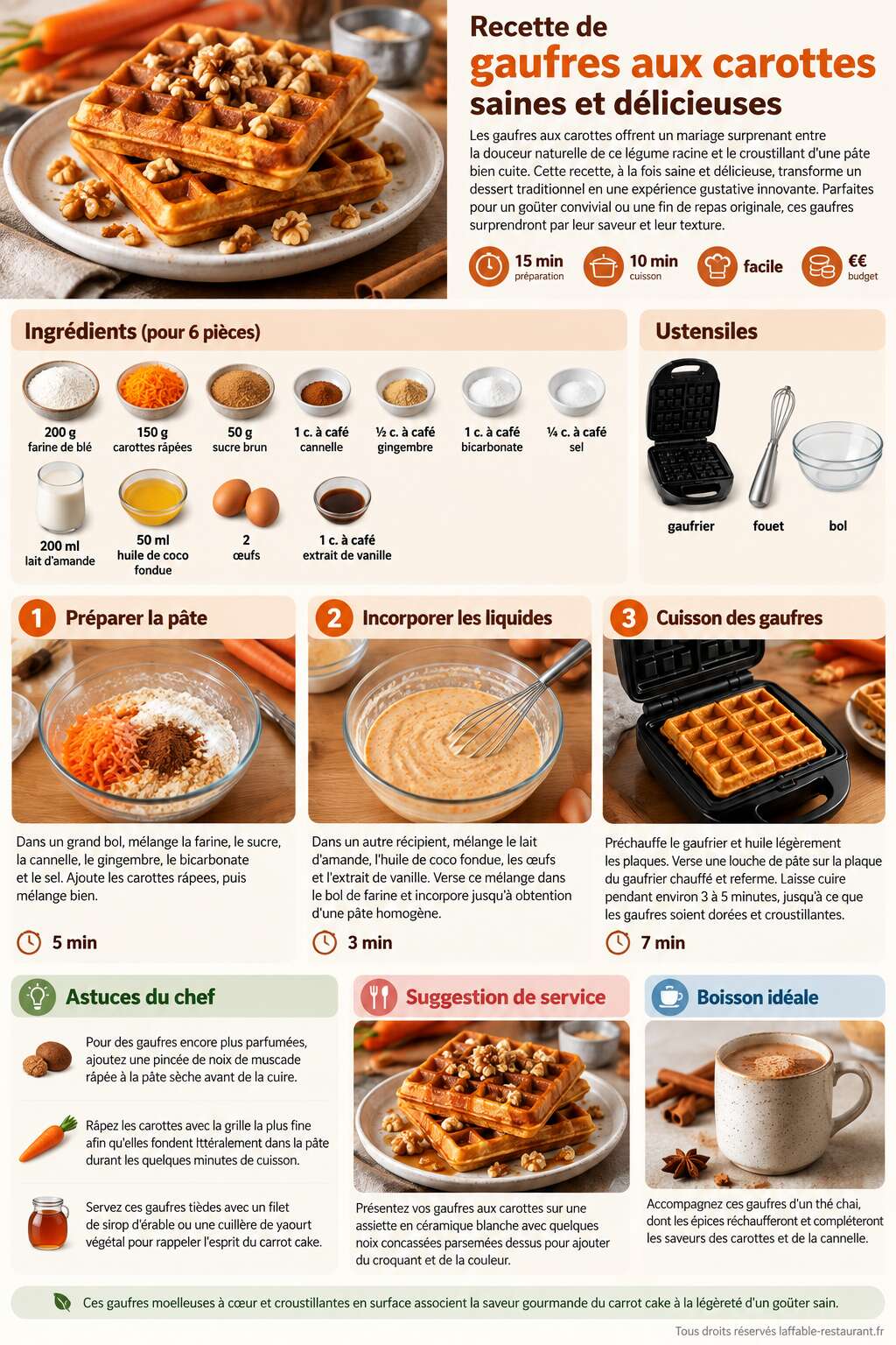Fiche recette Recette de gaufres aux carottes saines et délicieuses Fiche recette Recette de gaufres aux carottes saines et délicieuses