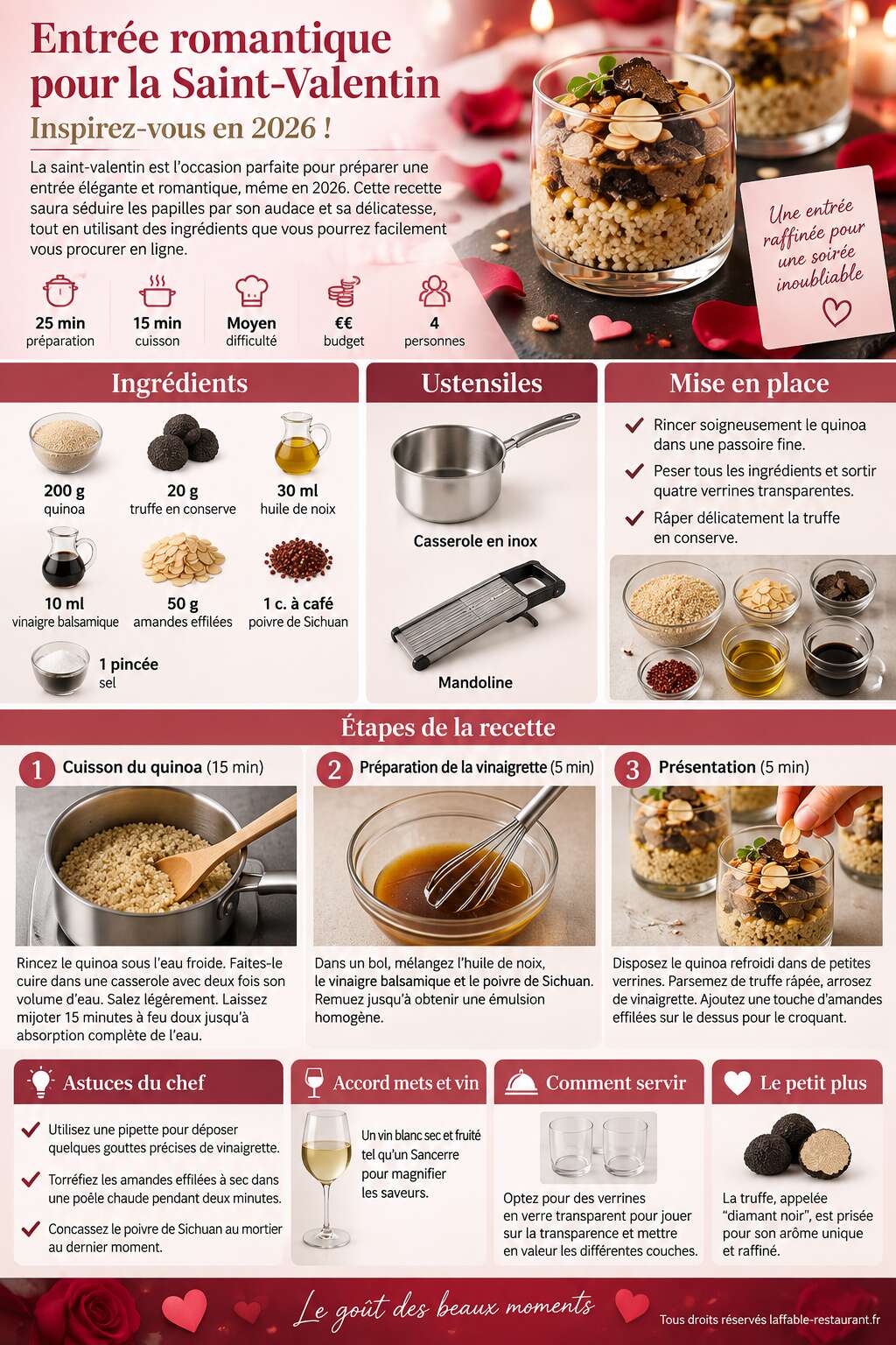 Fiche recette Entrée romantique pour la Saint-Valentin : inspirez-vous en 2026 ! Fiche recette Entrée romantique pour la Saint-Valentin : inspirez-vous en 2026 !