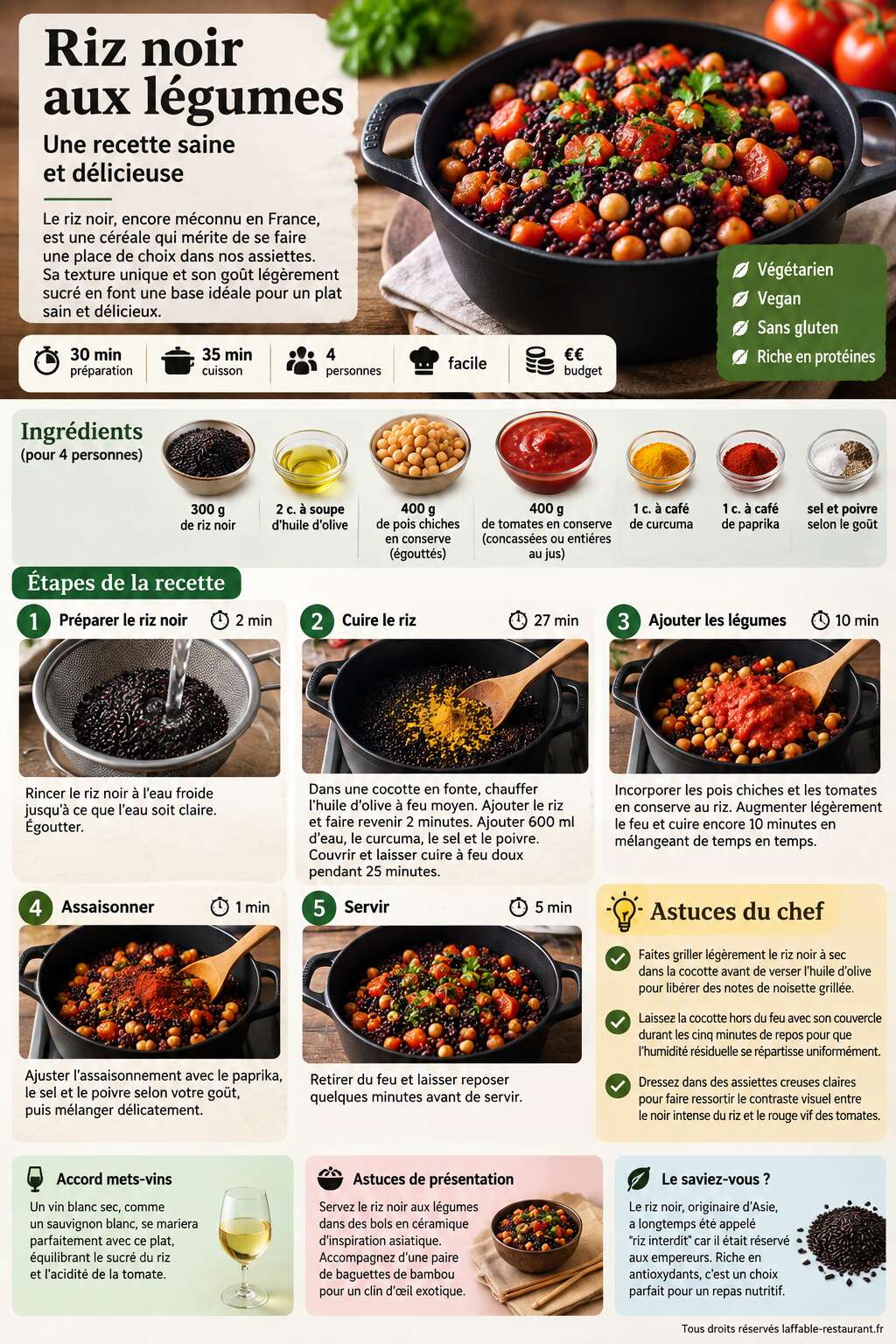 Fiche recette Riz noir aux l&eacute;gumes : recette saine et d&eacute;licieuse