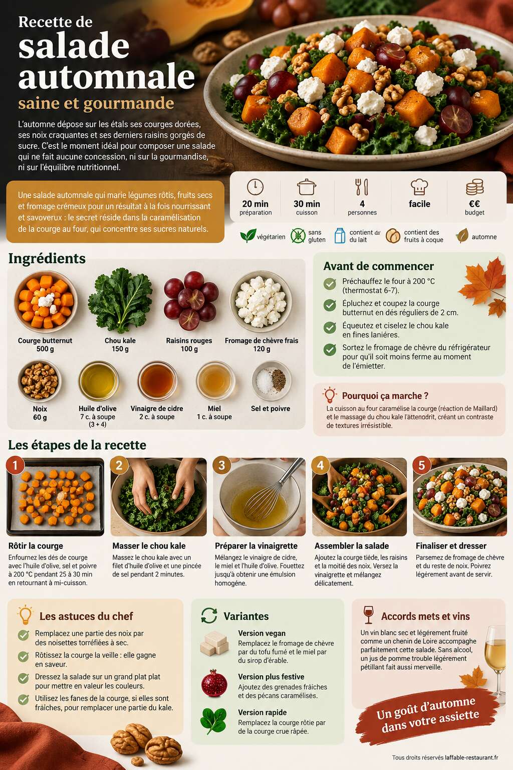 Fiche recette Recette de salade automnale saine et gourmande