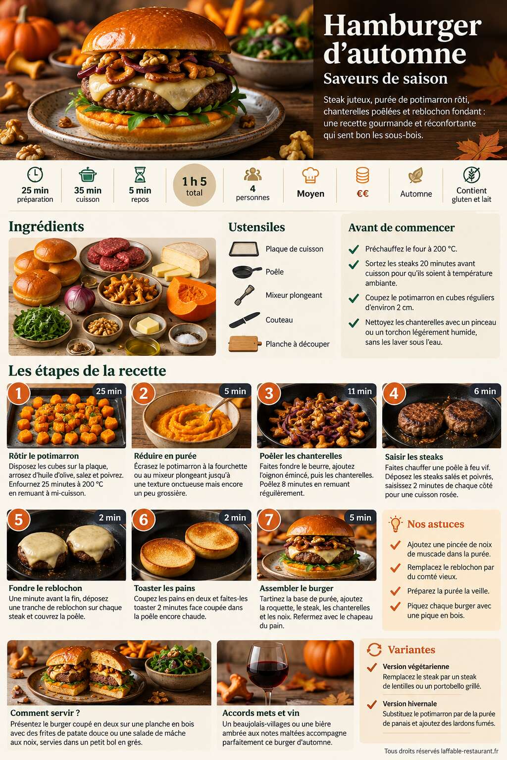 Fiche recette Recette de hamburger d'automne : saveurs de saison