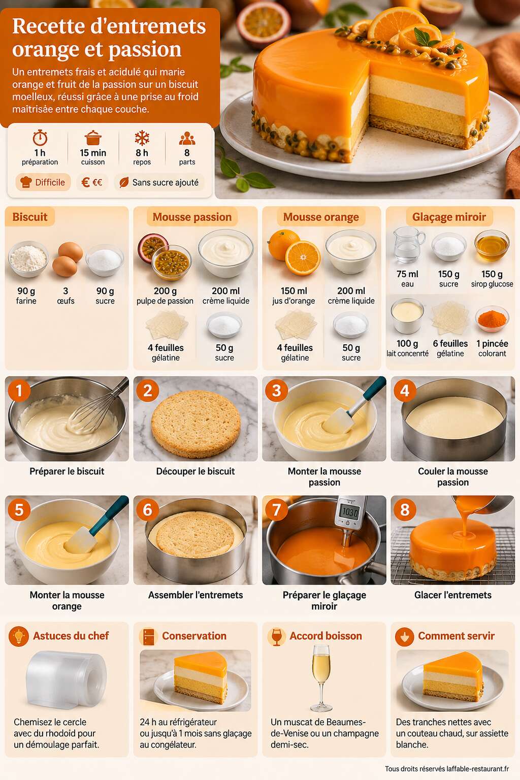 Fiche recette Recette d'entremets orange et passion Fiche recette Recette d'entremets orange et passion