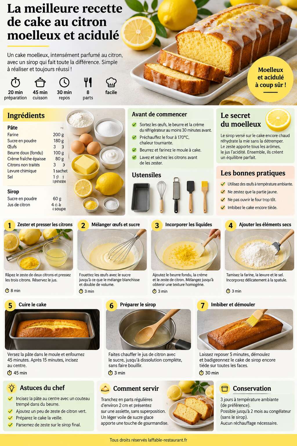 Fiche recette La meilleure recette de cake au citron moelleux et acidulé Fiche recette La meilleure recette de cake au citron moelleux et acidulé