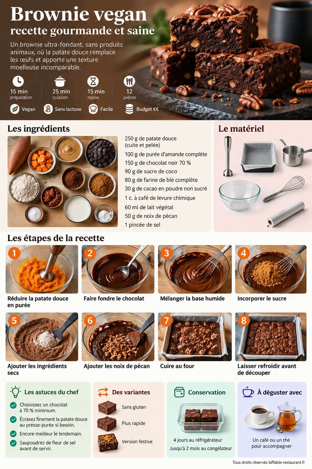 Fiche recette Brownie vegan : recette gourmande et saine