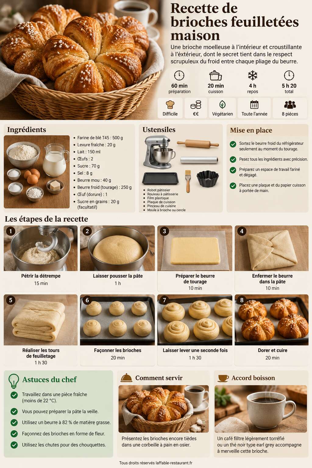 Fiche recette Recette de brioches feuilletées maison Fiche recette Recette de brioches feuilletées maison